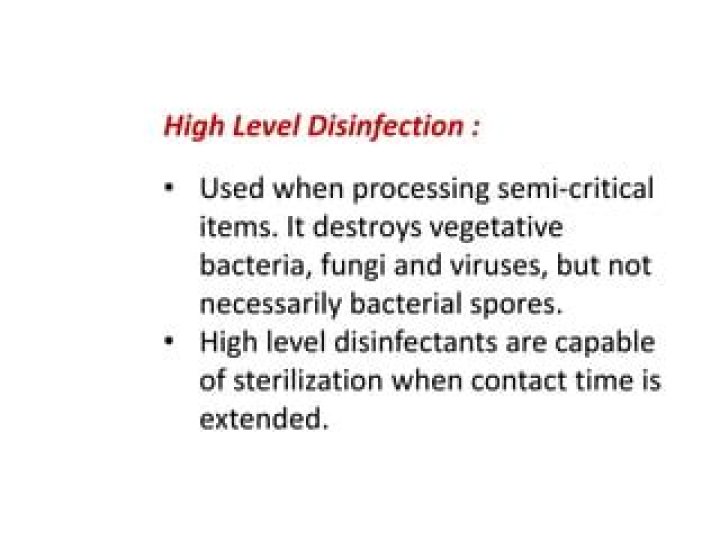 Does high level disinfection kill spores?