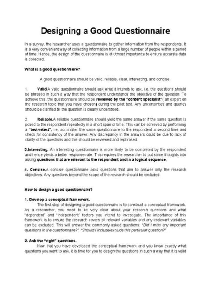 For devising a good questionnaire?
