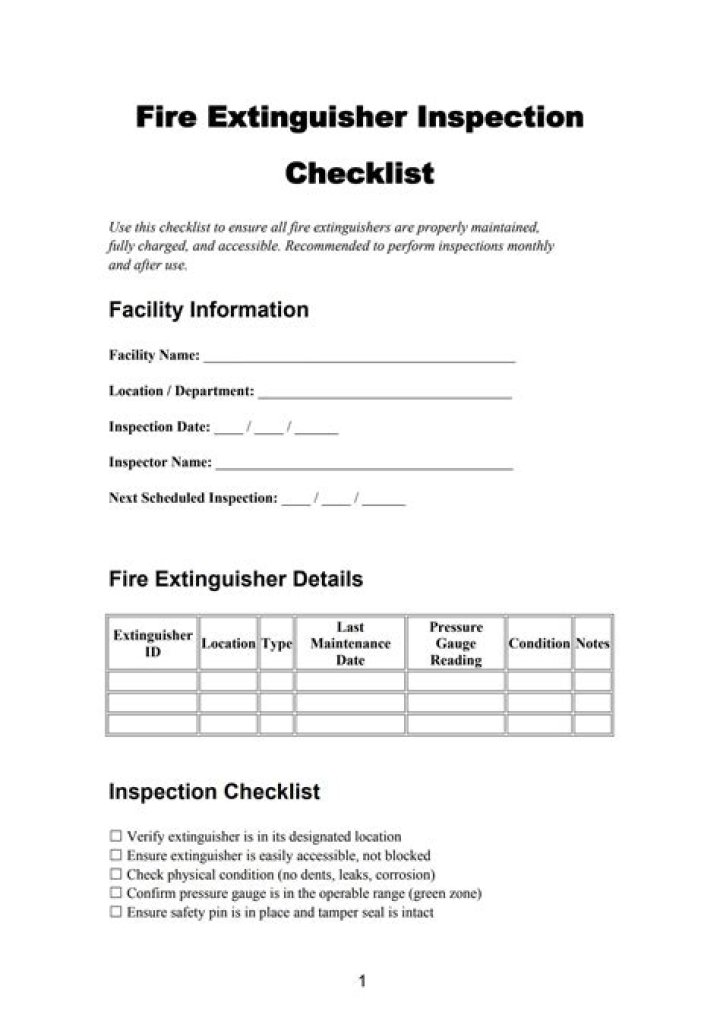 When fire extinguisher inspection?