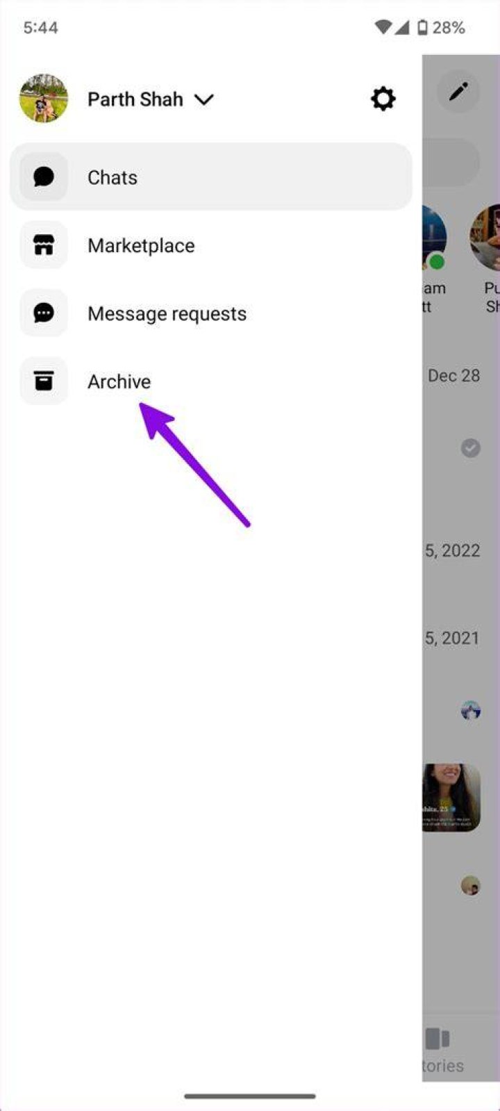 Where archive messages in messenger?